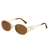 (6 PACK) Wholesale Sunglasses New Arrival One Piece Unique Vintage Women Trendy Fashion 2025 - BulkSunglassesWholesale.com - Gold Frame Tea Lens